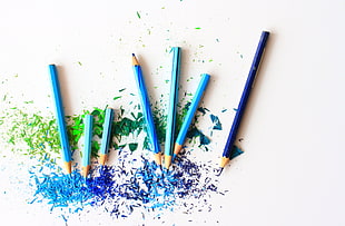 seven colored pens HD wallpaper