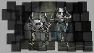 robots wall decor, Portal 2, video games HD wallpaper