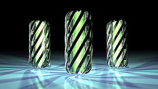 three green electronic device