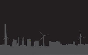 buildings and windmills illustration, city, Dark City, house, apartments