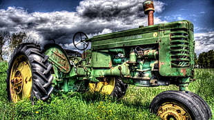 green farm tractor, tractors HD wallpaper