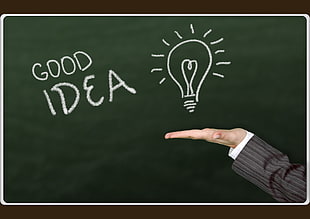 person showing Good Idea logo