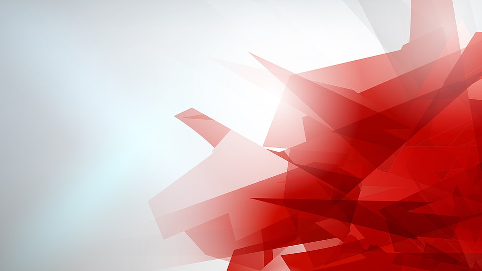 red and white digital wallpaper, abstract, low poly HD wallpaper