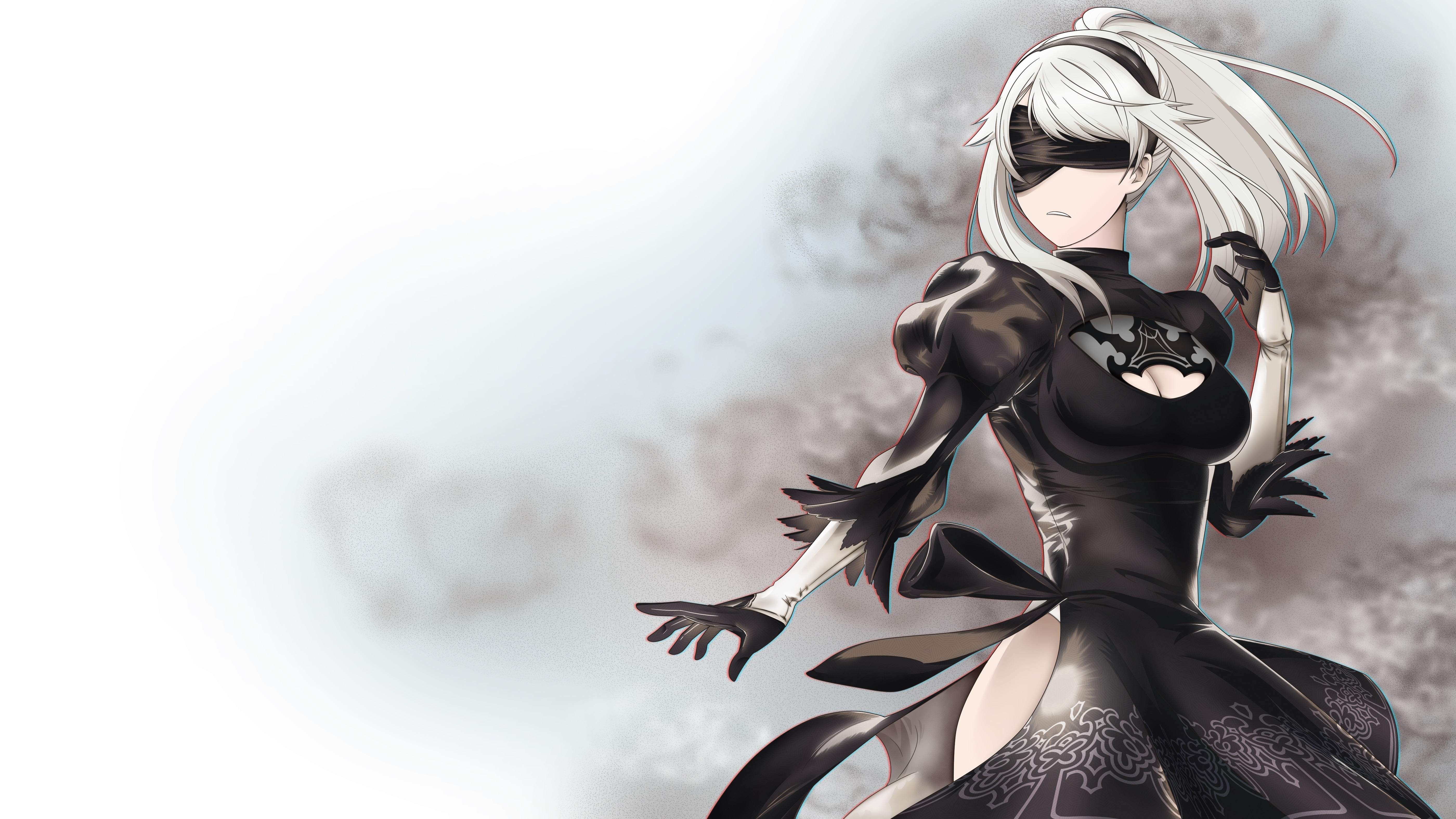 female anime character wearing black dress graphic wallpaper, 2B (Nier: Automata), video games, fan art, Nier: Automata