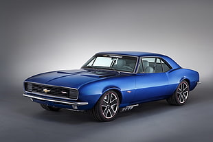 blue Chevrolet coupe, Camaro, car, vehicle, blue cars HD wallpaper