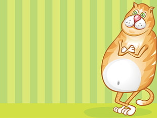 orange cat animated illustration HD wallpaper