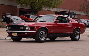 red coupe, Ford Mustang, muscle cars, mach 1