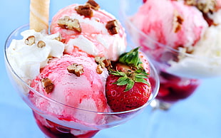 strawberry ice cream, food, ice cream, strawberries, dessert