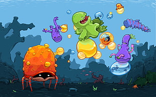 monster illustration, underwater, creature, fantasy art HD wallpaper