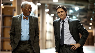 Morgan Freeman and Christian Bale, The Dark Knight Rises, Morgan Freeman, Christian Bale, Bruce Wayne HD wallpaper