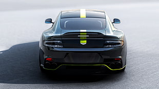 black car with green racing speed print HD wallpaper