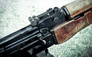black bolt action rifle, gun, kalashnikov, AKM, weapon