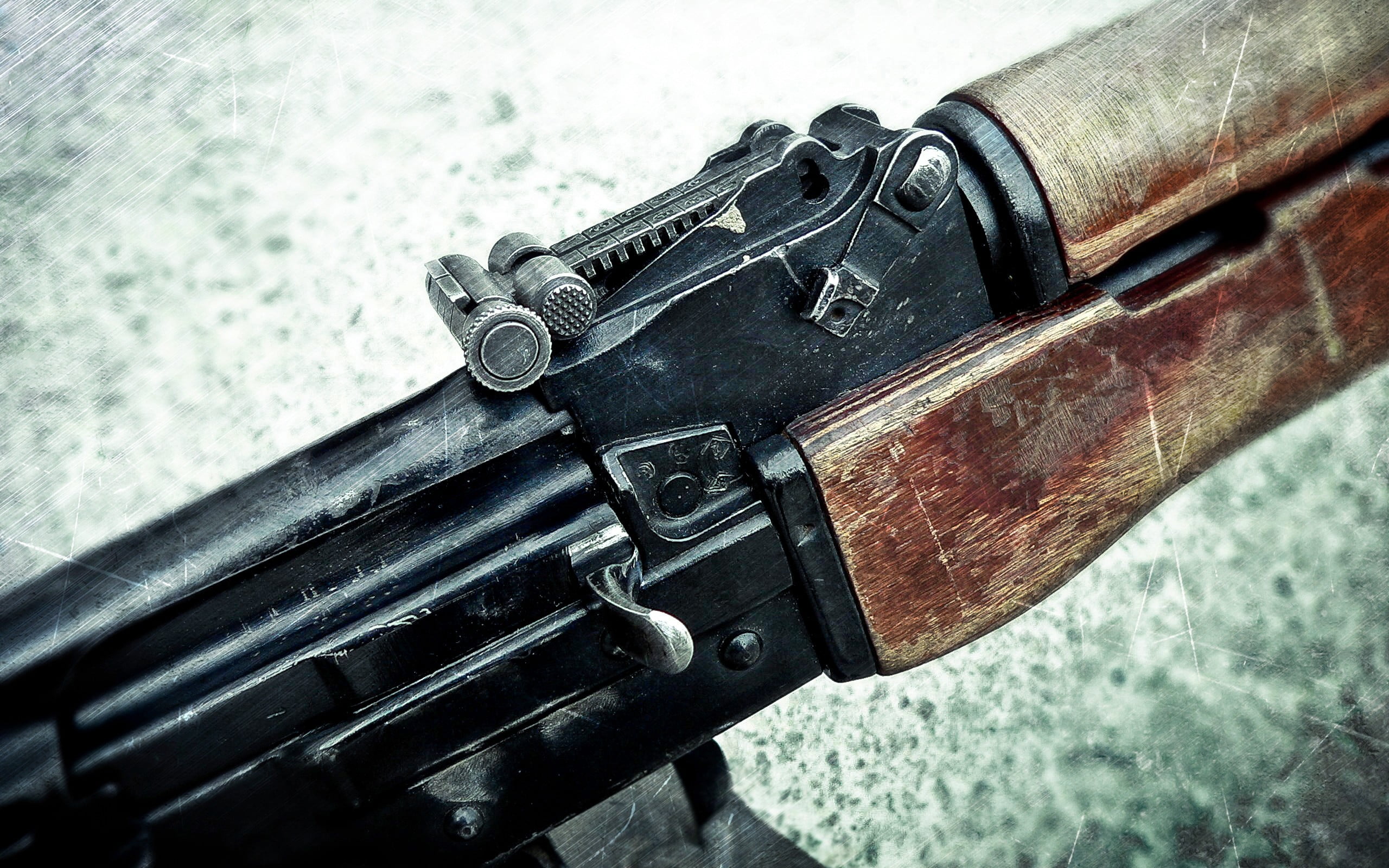 black bolt action rifle, gun, kalashnikov, AKM, weapon