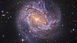 pink and brown nebula, galaxy, space, NASA, Messier 83