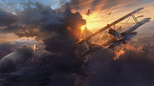 biplane digital wallpaper, video games, Battlefield 1