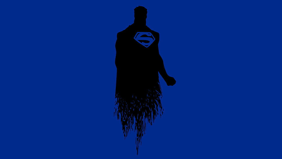 Superman silhouette, Superman, Minimal, Blue HD wallpaper