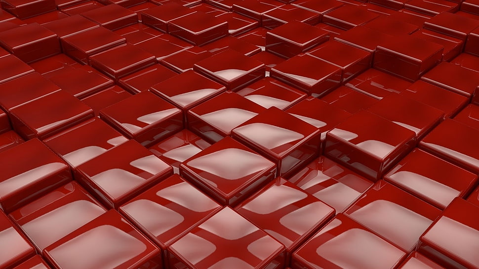 Surface,  Cubes,  Red,  Smooth HD wallpaper