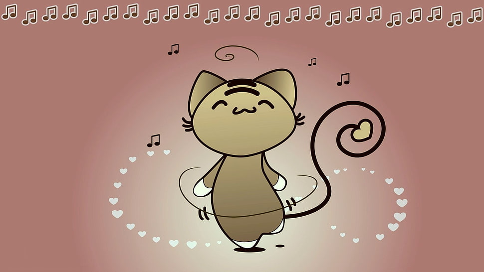 brown cat cartoon character illustration HD wallpaper