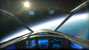 black and gray space ship driving section video game capture HD wallpaper