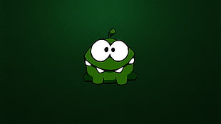 green and white monster illustration, Cut the rope, green background, artwork, humor