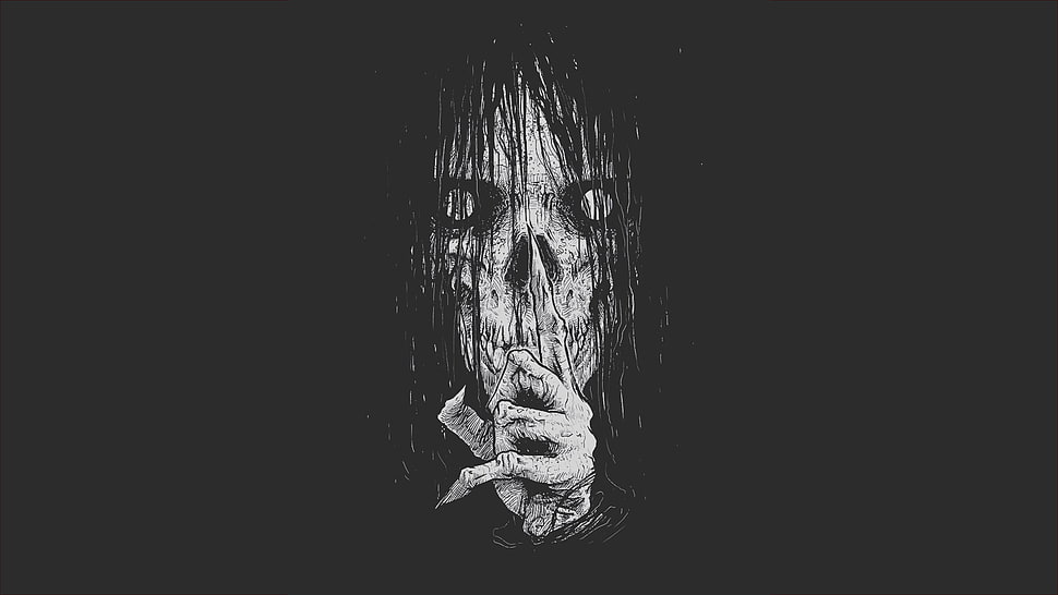 skull painting, digital art, artwork, simple background, dark HD wallpaper