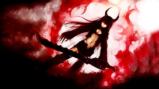 female character holding sword illustration HD wallpaper