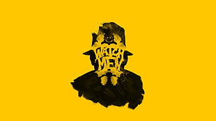 Watch Men graphic wallpaper, Watchmen, Rorschach, yellow background, Adam Sidwell