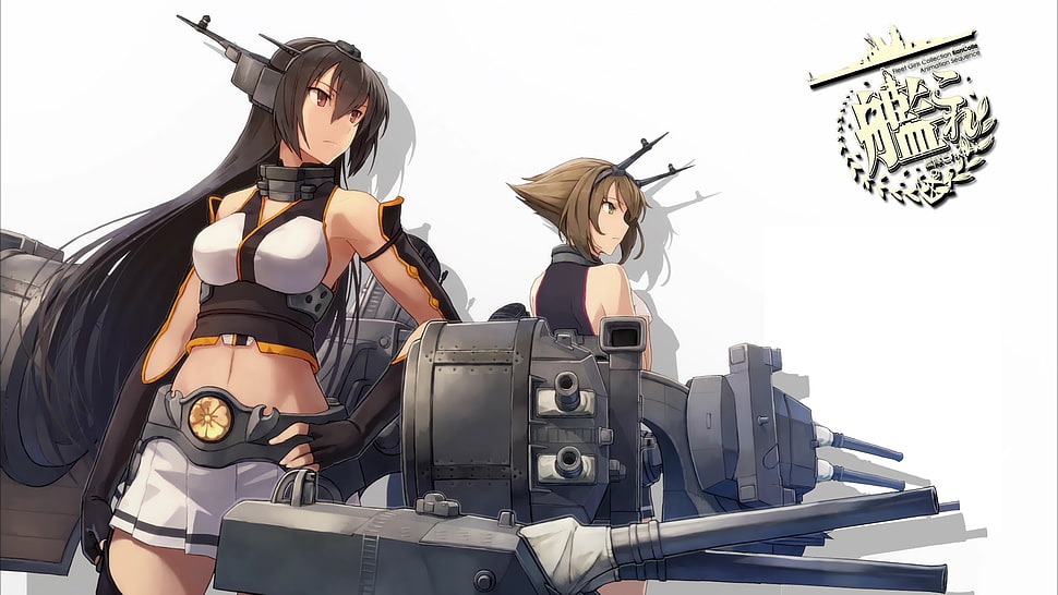 two anime characters painting, Mutsu (KanColle), Nagato (KanColle), Kantai Collection HD wallpaper