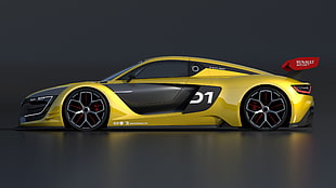 yellow and black sports car, Renault Sport R.S. 01, car, vehicle, race cars