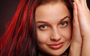 closeup photo of woman red hair