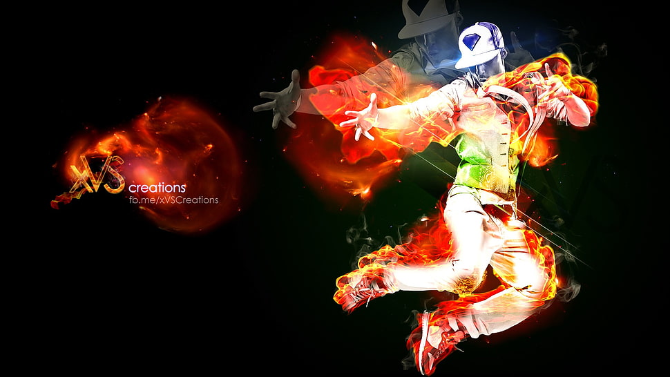 XVS Creations wallpaper, fire, Q-dance, sidecut, graffiti HD wallpaper