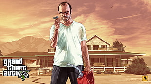 GTA Five wallpaper, Grand Theft Auto V, Rockstar Games, video game characters