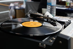 selective focus photo of vinyl record