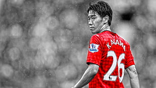 Manchester United , Shinji Kagawa, Japan, selective coloring HD wallpaper
