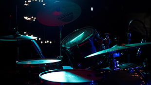 black drum set, drums, music, photography