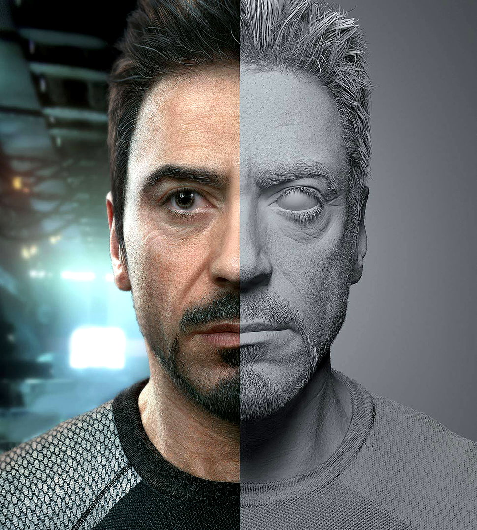 Robert Doweney jr., men, face, portrait, CGI HD wallpaper
