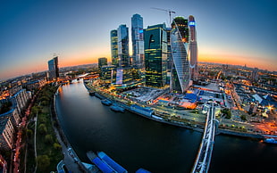 city skylines, cityscape, Moscow, river, skyscraper