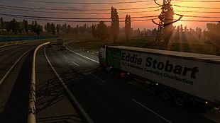 black and gray metal tool, Euro Truck Simulator 2, sunset, Truck, lorry