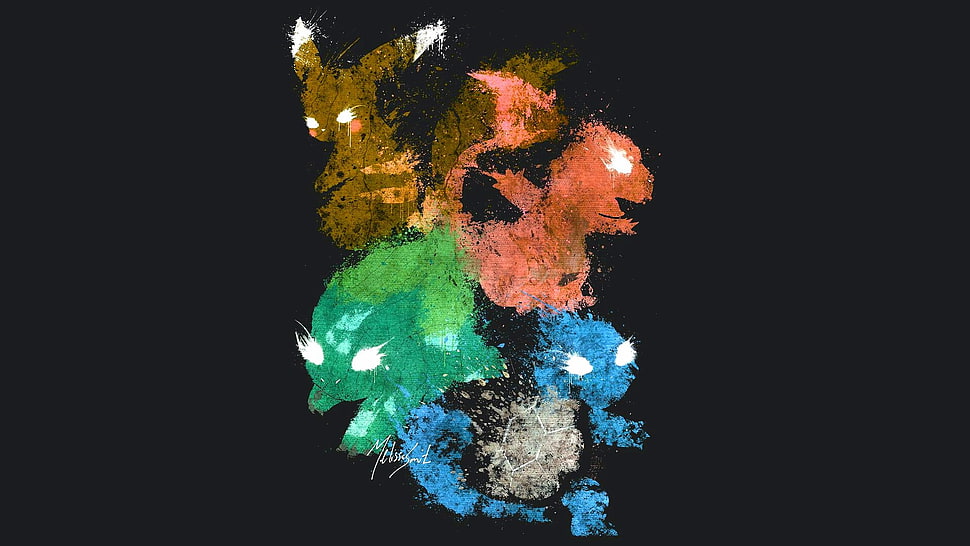 Pokemon characters illustration, Pikachu, starters, black background, Pokémon HD wallpaper