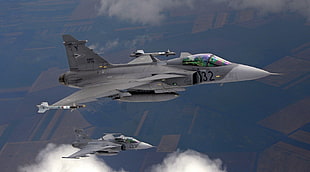 gray jet fighter, JAS-39 Gripen, jet fighter, airplane, aircraft