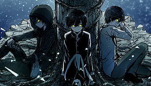 three male anime character illustration