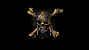 Pirates of the Caribbean digital wallpaper, skull, bones, pirates, Pirates of the Caribbean: Dead Men Tell No Tales HD wallpaper