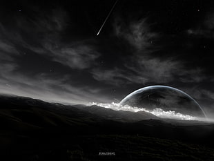 starry sky, space, planet, space art HD wallpaper