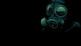 gas mask illustration, dark, gas masks, pixel art HD wallpaper