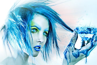 woman with blue hair wallpaper