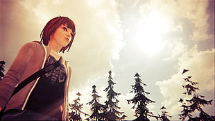 female fictional character in brown zip-up jacket with red short hair, Max Caulfield, Life Is Strange, video games