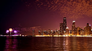 city skyline during dusk HD wallpaper