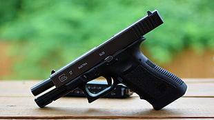 black semi-automatic pistol, gun, pistol, Glock, Glock 17