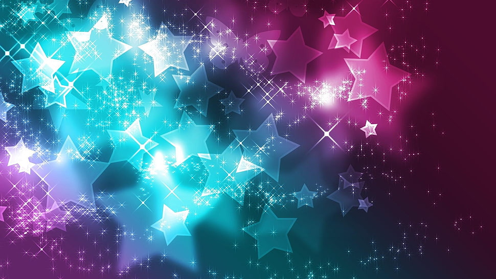 teal-pink-and-blue star illustration HD wallpaper