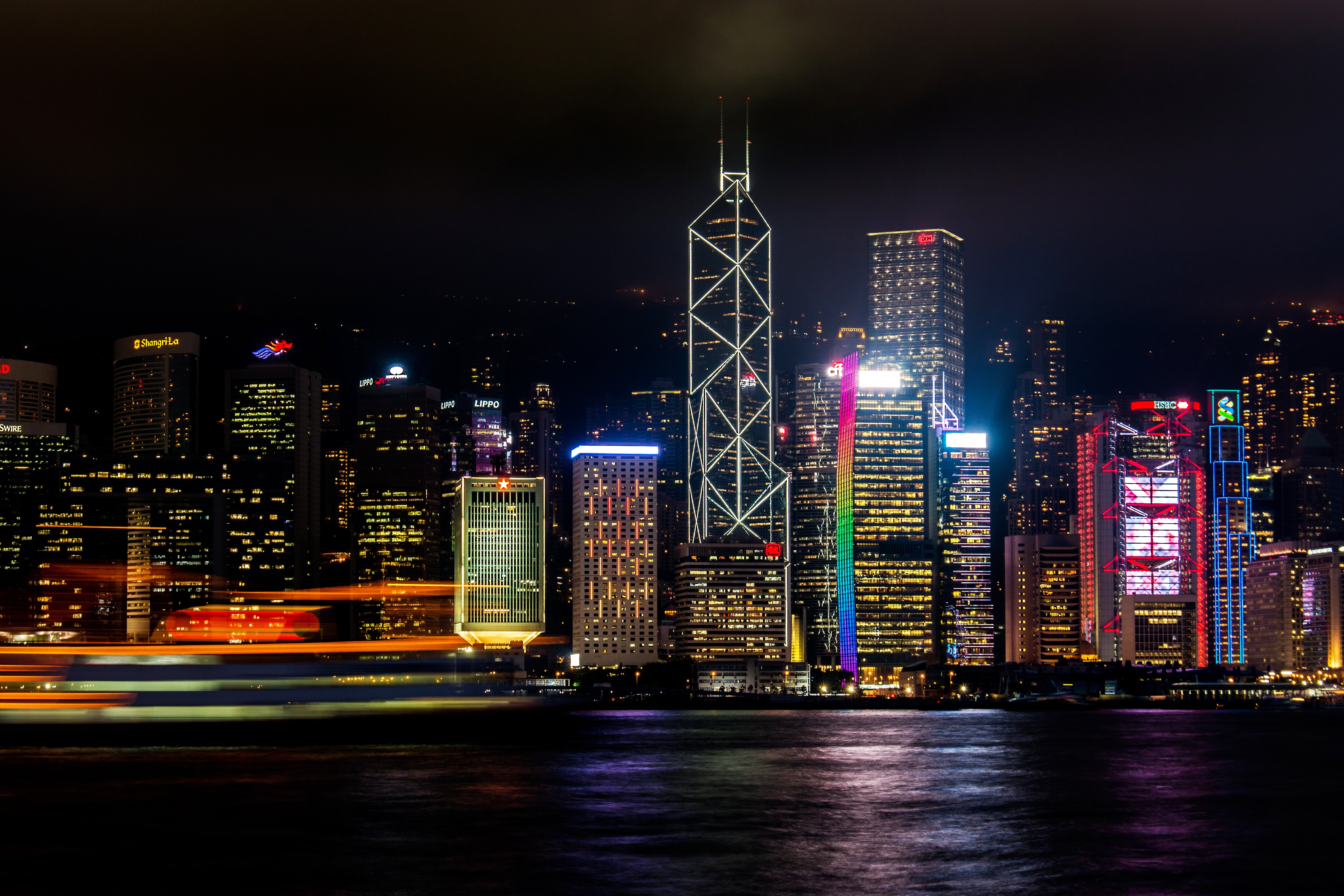 City Skyline Hong Kong Skyscrapers Night Hd Wallpaper Wallpaper Flare